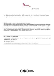 La démocratie japonaise à l heure de la transition monarchique - article ; n°1 ; vol.31, pg 41-50