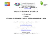 Psychologie des Perturbations Cognitives : Clinique de l Enfant et ...