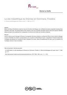 Le site mésolithique du Drennec en Commana, Finistère - article ; n°1 ; vol.11, pg 5-17