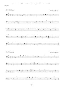 Partition Basso (Galliard + Coranta), Newe ausserlesene Paduanen, Galliarden, Cantzonen, Allmand und Couranten par William Brade