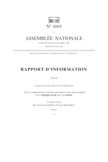 Rapport d information déposé (...) par la commission de la défense nationale et des forces armées sur le dialogue social dans les armées