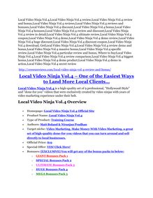Local Video Ninja Vol.4 Review - 80% Discount and $26,800 Bonus