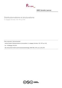 Distributionnalisme et structuralisme - article ; n°29 ; vol.8, pg 6-42