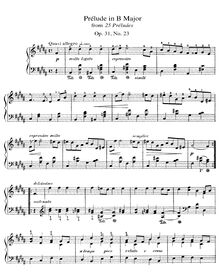 Partition Prelude No.23 en B major, 25 Préludes dans tous les tons majeurs et mineurs pour piano ou orgue