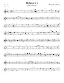 Partition ténor viole de gambe 1, octave aigu clef, madrigaux pour 5 voix par  Orlando Gibbons par Orlando Gibbons