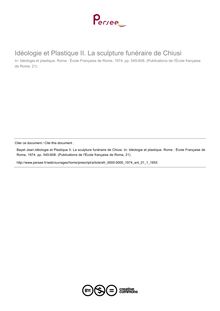 Idéologie et Plastique II. La sculpture funéraire de Chiusi - article ; n°1 ; vol.21, pg 545-608