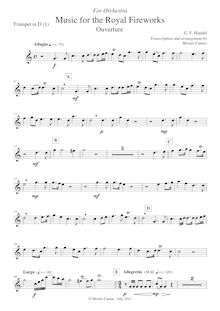Partition trompette 1 (D), Music pour pour Royal Fireworks, Fireworks Music