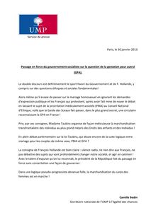 UMP - Communiqué de presse du 30 janvier 2013