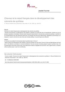 Chevreul et le retard français dans le développement des colorants de synthèse - article ; n°347 ; vol.93, pg 349-370