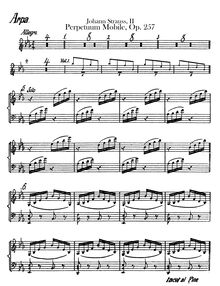 Partition harpe, Perpetuum Mobile, Op.257, Perpetuum mobile, Ein Musikalischer Scherz