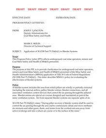 Mine Safety and Health Administration (MSHA) - Draft Program Policy Letter - Application of 30 CFR Part