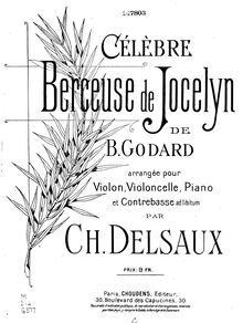 Partition de piano, Jocelyn, Op.100, Godard, Benjamin