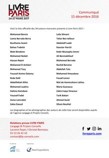 Salon livre Paris auteurs marocains invités