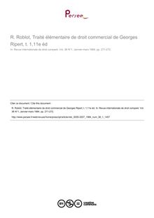 R. Roblot, Traité élémentaire de droit commercial de Georges Ripert, t. 1,11e éd - note biblio ; n°1 ; vol.36, pg 271-272