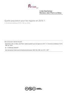 Quelle population pour les régions en 2015 ? - article ; n°1 ; vol.274, pg 33-42
