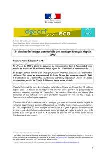 DGCCRF : Évolution du budget automobile des ménages français depuis 1990 (29/04/2013)