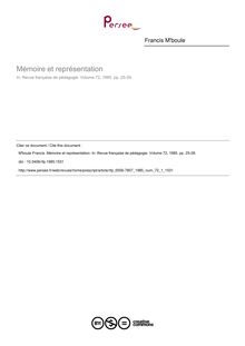 Mémoire et représentation - article ; n°1 ; vol.72, pg 25-29