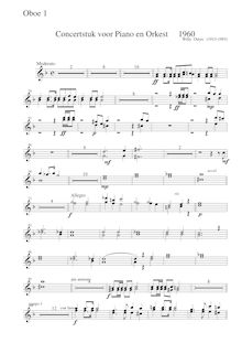Partition hautbois 1/2, Concertstuk piano en orkest, Ostijn, Willy