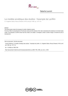 Le modèle soviétique des studios : l exemple de Lenfilm - article ; n°1 ; vol.46, pg 107-116