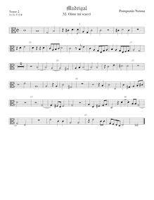 Partition ténor viole de gambe 2, alto clef, Madrigali a 5 voci, Libro 5 par Pomponio Nenna