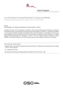 Les inscriptions constantiniennes du Cirque de Mérida - article ; n°1 ; vol.88, pg 259-276