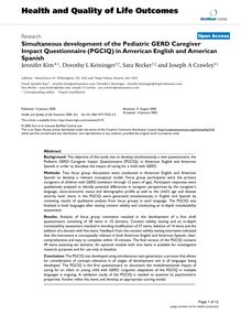 Simultaneous development of the Pediatric GERD Caregiver Impact Questionnaire (PGCIQ) in American English and American Spanish