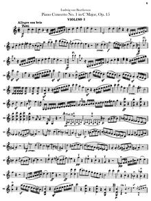 Partition violons I, Piano Concerto No.1, C Major, Beethoven, Ludwig van