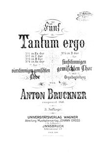 Partition complète, Tantum ergo, WAB 43, D major, Bruckner, Anton