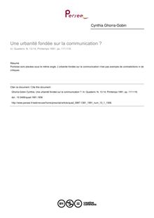 Une urbanité fondée sur la communication ? - article ; n°1 ; vol.13, pg 111-118