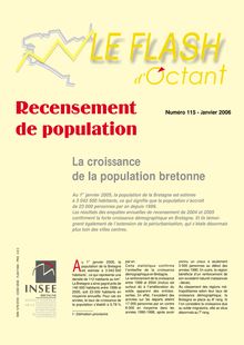 Recensement de population : la croissance de la population bretonne (Flash d Octant n° 115)