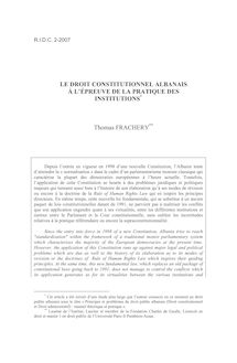 Le droit constitutionnel albanais à l’épreuve de la pratique des institutions - article ; n°2 ; vol.59, pg 333-358