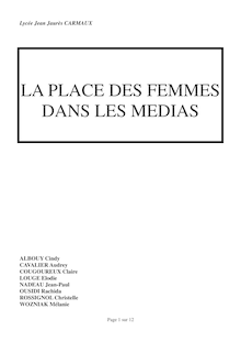 LA PLACE DES FEMMES DANS LES MEDIAS