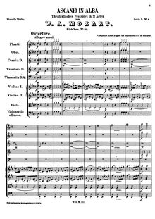 Partition Overture, Ascanio en Alba, Mozart, Wolfgang Amadeus