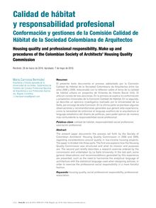 Calidad de hábitat y responsabilidad profesional. Conformación y gestiones de la Comisión Calidad de Hábitat de la Sociedad Colombiana de Arquitectos
