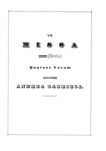 Partition complète (monochrome), Missa brevis quatuor vocum