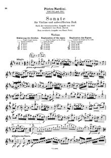 Partition de violon, 12 sonates, Nardini, Pietro