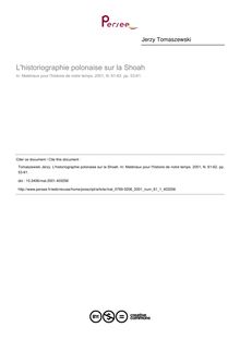 L historiographie polonaise sur la Shoah - article ; n°1 ; vol.61, pg 53-61
