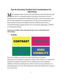 Recommendations On Discovering The Right Color Combinations For Advertising