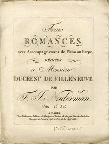 Partition complète, 3 romances, 3 Romances avec Accompagnement de Piano ou Harpe
