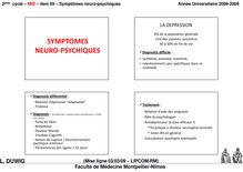 2ème cycle MID item Symptômes neuro psychiques Année Universitaire