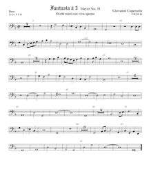 Partition viole de basse, Fantasia pour 5 violes de gambe, RC 69