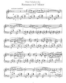 Partition complète, Romance, Романс, F minor, Tchaikovsky, Pyotr