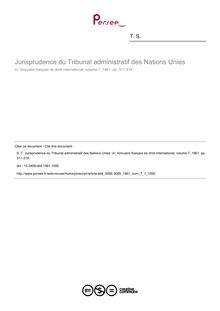 Jurisprudence du Tribunal administratif des Nations Unies - article ; n°1 ; vol.7, pg 311-318