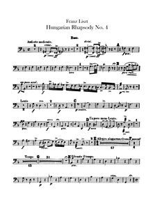 Partition Basses, Hungarian Rhapsody No.12, C♯ minor, Liszt, Franz