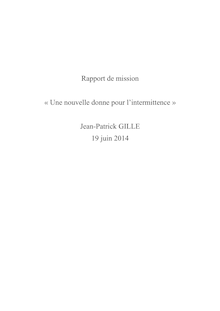 Conflit intermittents - Rapport de mission de Jean-Patrick Gille