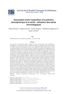 Association entre l exposition à la pollution atmosphérique et la santé : utilisation des séries chronologiques.
