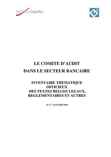 Thematische inventaris van de Belgische wettelijke en reglementaire  teksten inzake interne audit 