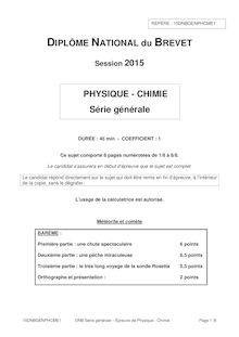 Brevet 2015: sujet Physique Chimie série générale !