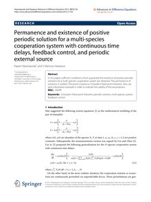 Permanence and existence of positive periodic solution for a multi-species cooperation system with continuous time delays, feedback control, and periodic external source