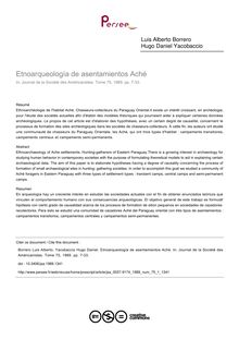 Etnoarqueología de asentamientos Aché - article ; n°1 ; vol.75, pg 7-33